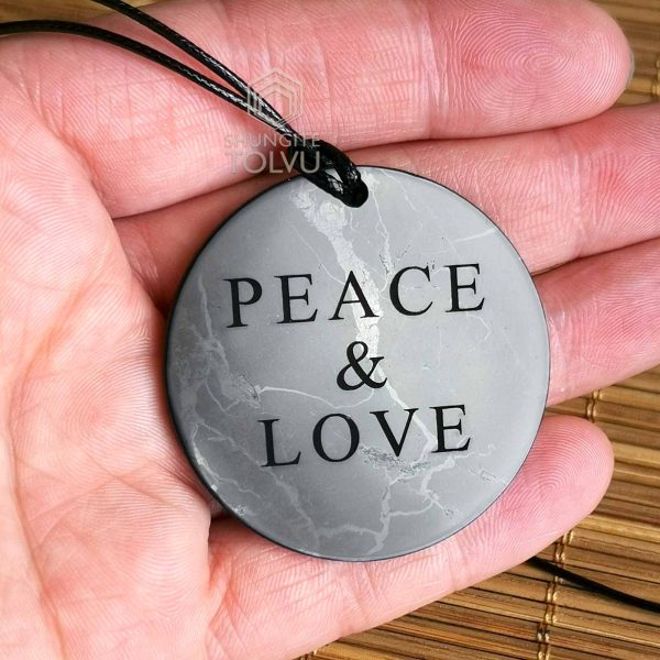 shungite pendant peace and Love big size