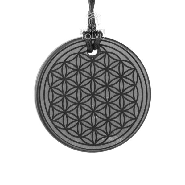 shungite pendant flower of life sunrise