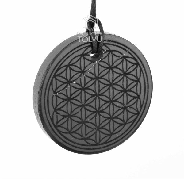 shungite pendant flower of life sunrise