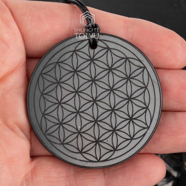 Big shungite pendant flower of life sunrise