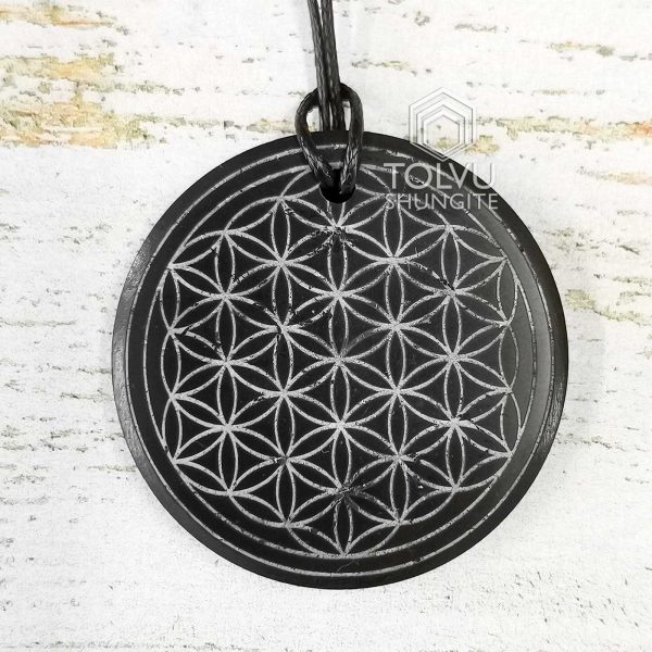 Shungite pendant Flower of Life sacred geometry