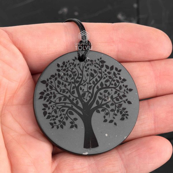 Shungite pendant Tree of Life large size 1.77 in or 4.5 cm