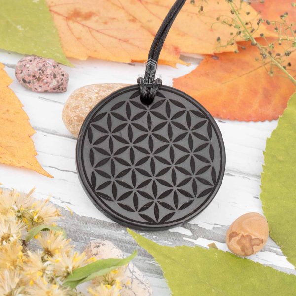 Shungite pendant Flower of Life large