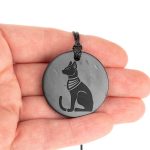 Shungite pendant Bastet ancient egypt 1.38 in