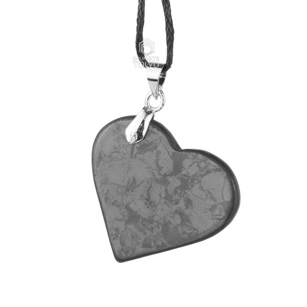 shungite heart pendant necklace small size 2.5 cm