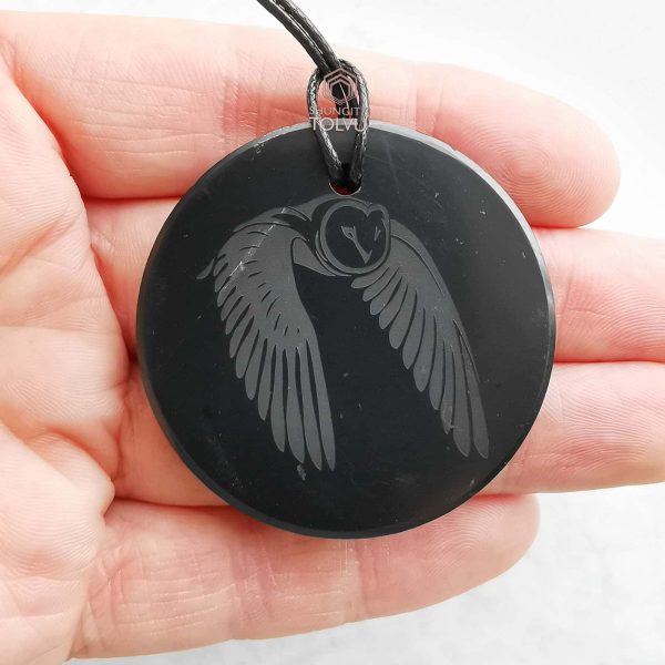 Shungite pendant Night owl 4.5 cm in big size