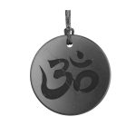 Shungite pendant for meditation Om 35mm