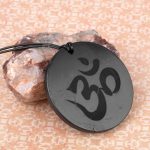 Shungite meditation pendant Om large size 45mm