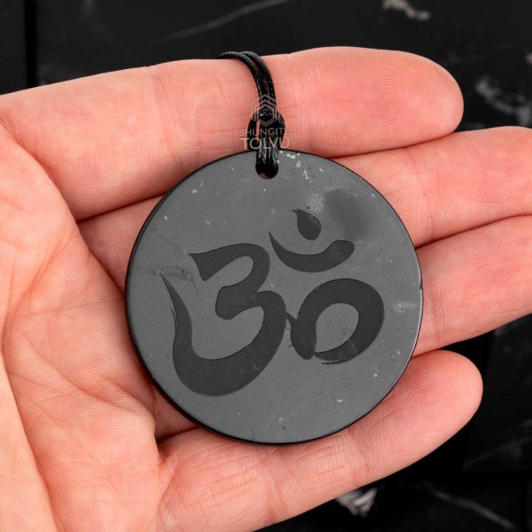 Shungite pendant Om big size 45mm