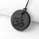 Shungite meditation pendant Om large size 45mm or 1.77 inches