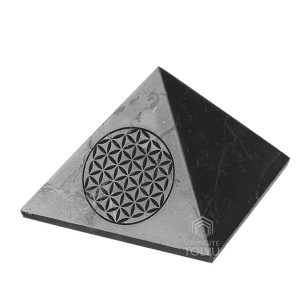 Shungite pyramid with engraving