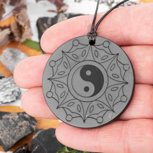 Shungite pendant Yin and Yang large size 4.5 cm