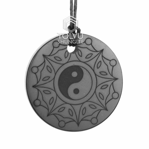 Shungite pendant Yin and Yang large size 1.77 in