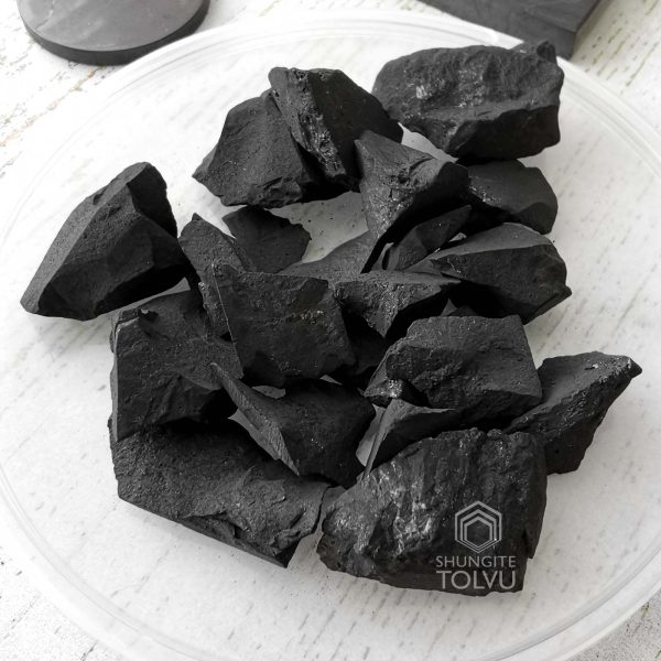 raw shungite stone black