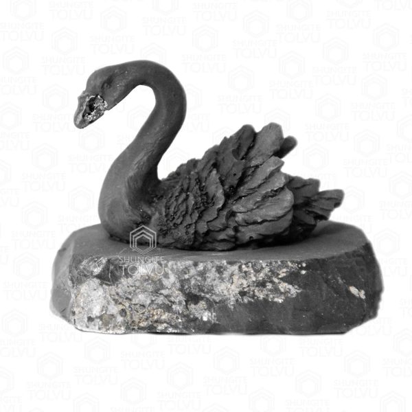 shungite statue swan from Karelia