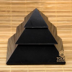 Shungite pyramid large from Russia polished