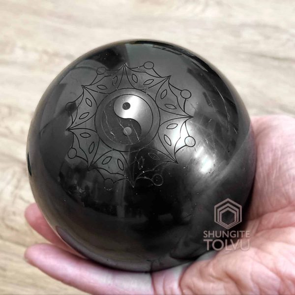 polished shungite sphere 90 mm or 3.54 in