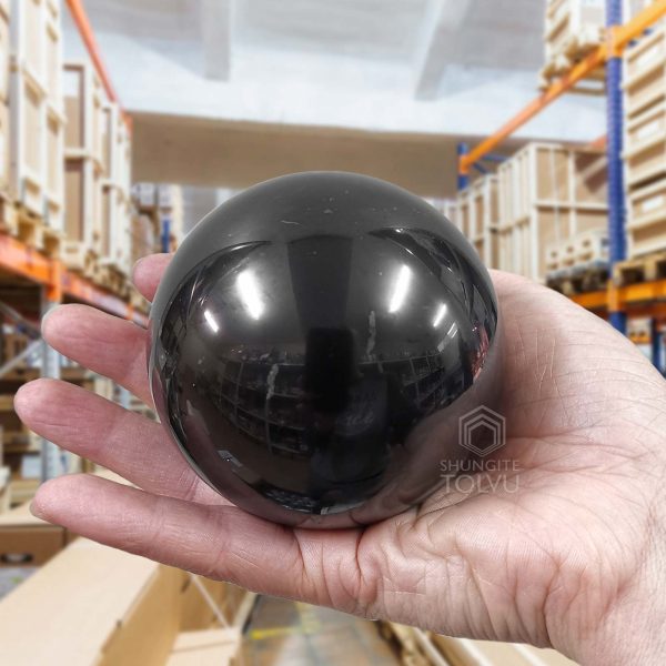 shungite sphere large size 8 cm polished