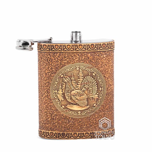 Flask for alcohol with grouse open