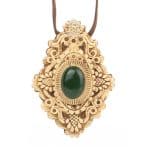 wooden pendant necklace chrysoprase dark