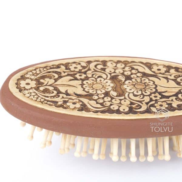 wooden brush comb with birch bark trim