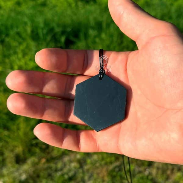 hexagon necklace made of shungite